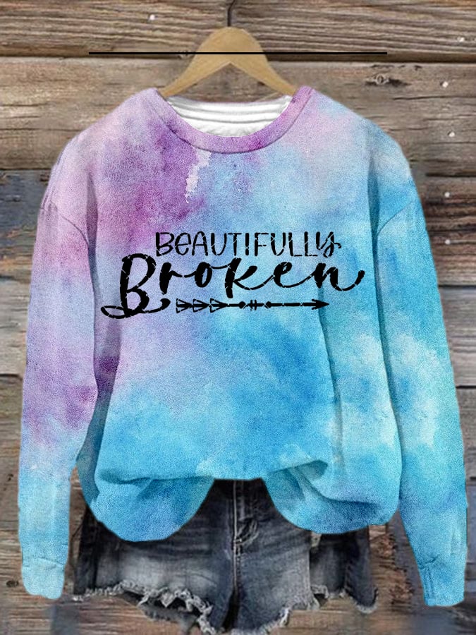 Women's Country Music "Beautifully Broken" Printed Casual Sweatshirt