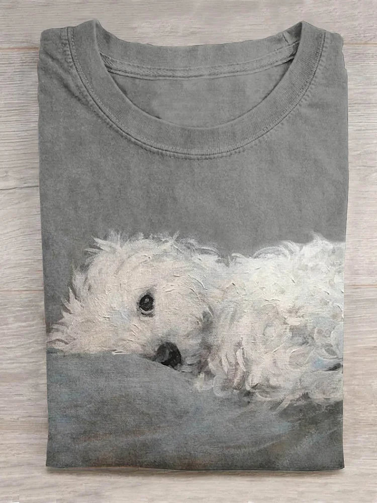 Women's Cute Dog Printed T-shirt