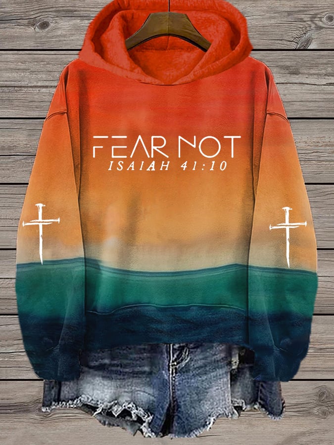 Women's Faith Cross Printed Hooded Sweatshirt