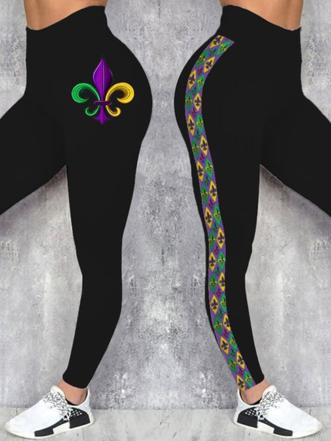 Women's Retro Mardi Gras Printed Leggings