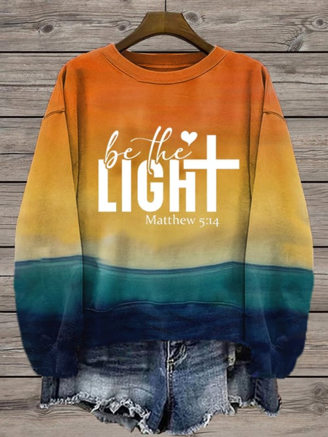 Women's Be The Light Print Crew Neck Sweatshirt