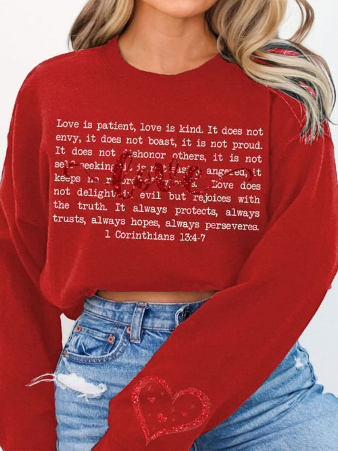 Women's "Love is patient" printed sweatshirt