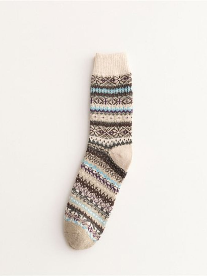 Soft Warm Retro Tribal Color Block Socks