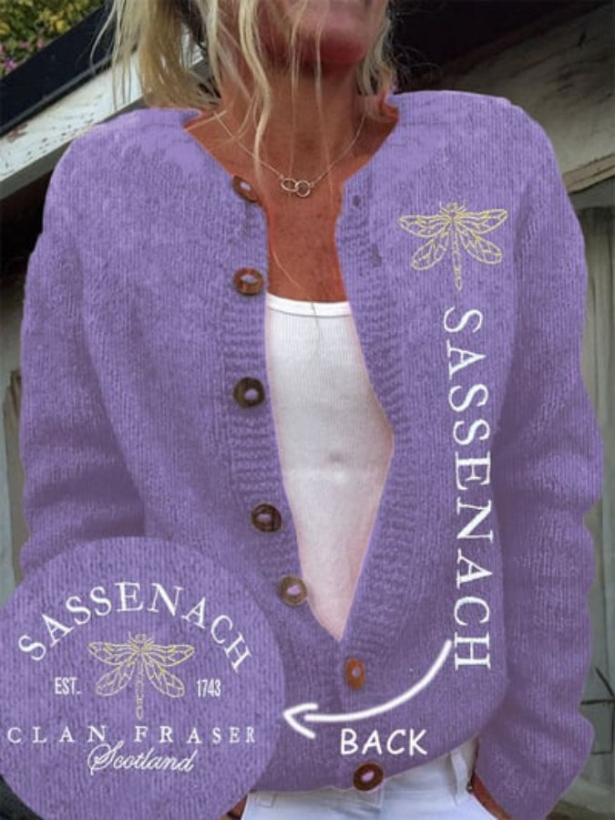 Women's Sassenach Est.1743 Clan Fraser Outlander Printed Knitted Cardigan