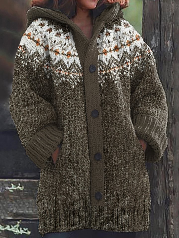 Fairman Island Snowflake Contrast Sweater Cardigan