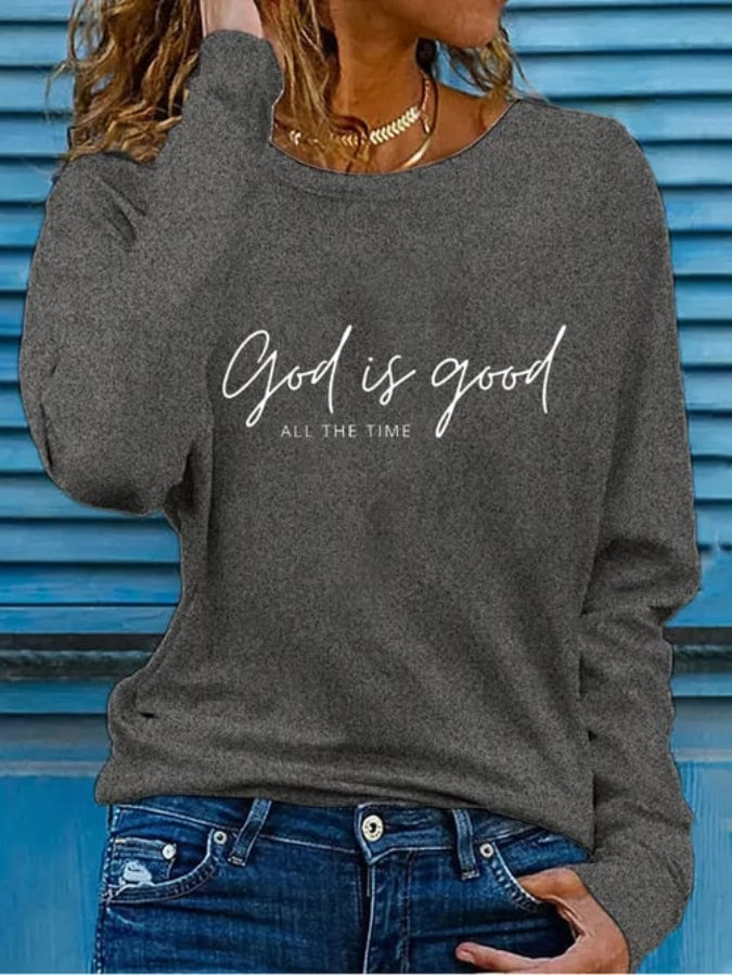 Women's God Is Good All The Time Print Casual T-Shirt